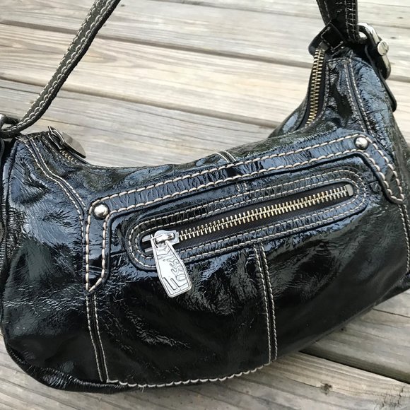 Fossil Handbags - Fossil Women Shoulder Bag Black Patent Leather
